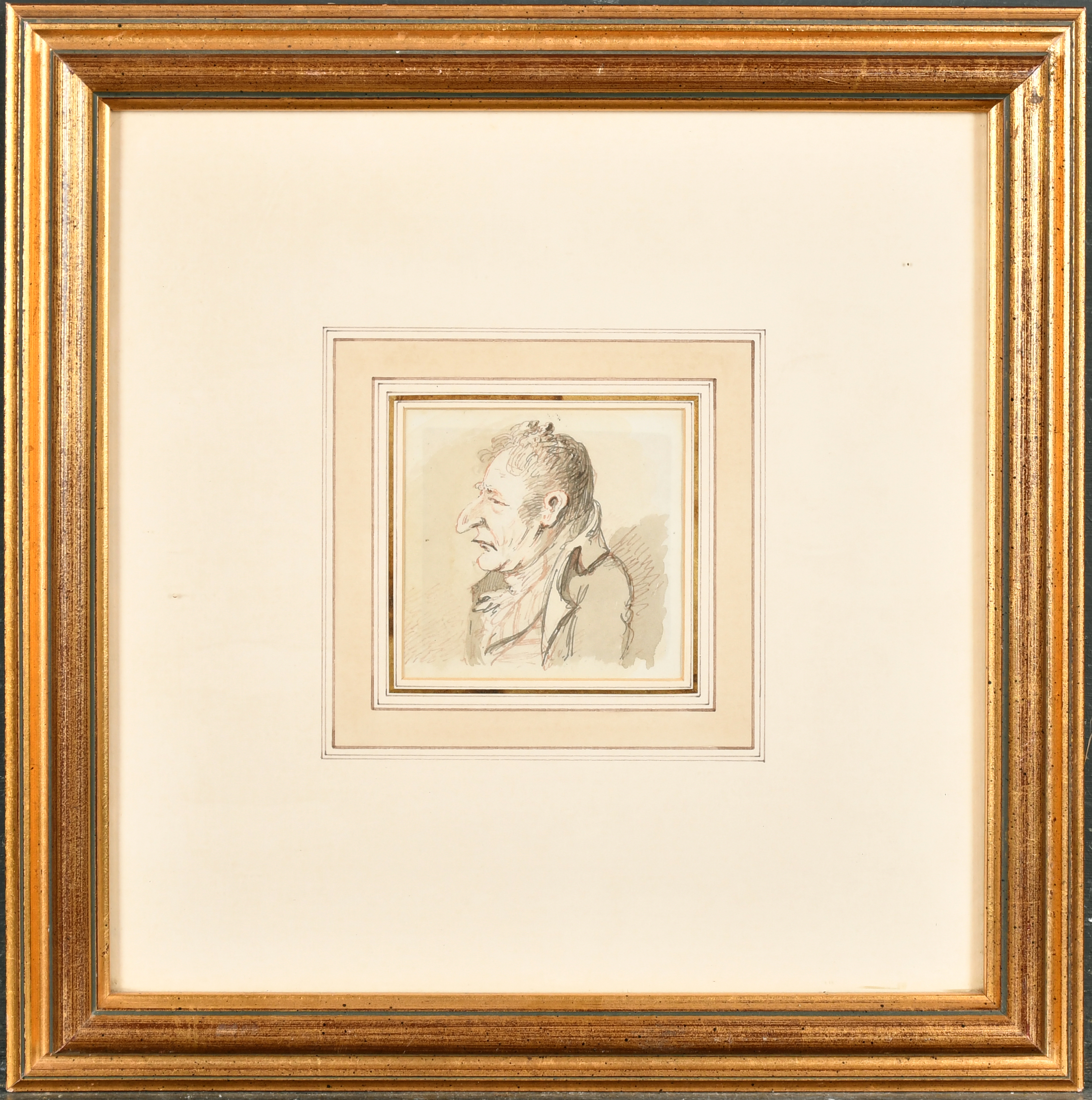 John Nixon (1755-1818) British. Bust Portrait of a Man, Ink and wash, 3.25" x 3.5" (8.3 x 8.9cm) - Image 2 of 3