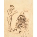 George Belcher (1875-1947) British. Discussing a Skull, Ink, Signed, 9.25" x 7.25" (23.5 x 18.4cm)