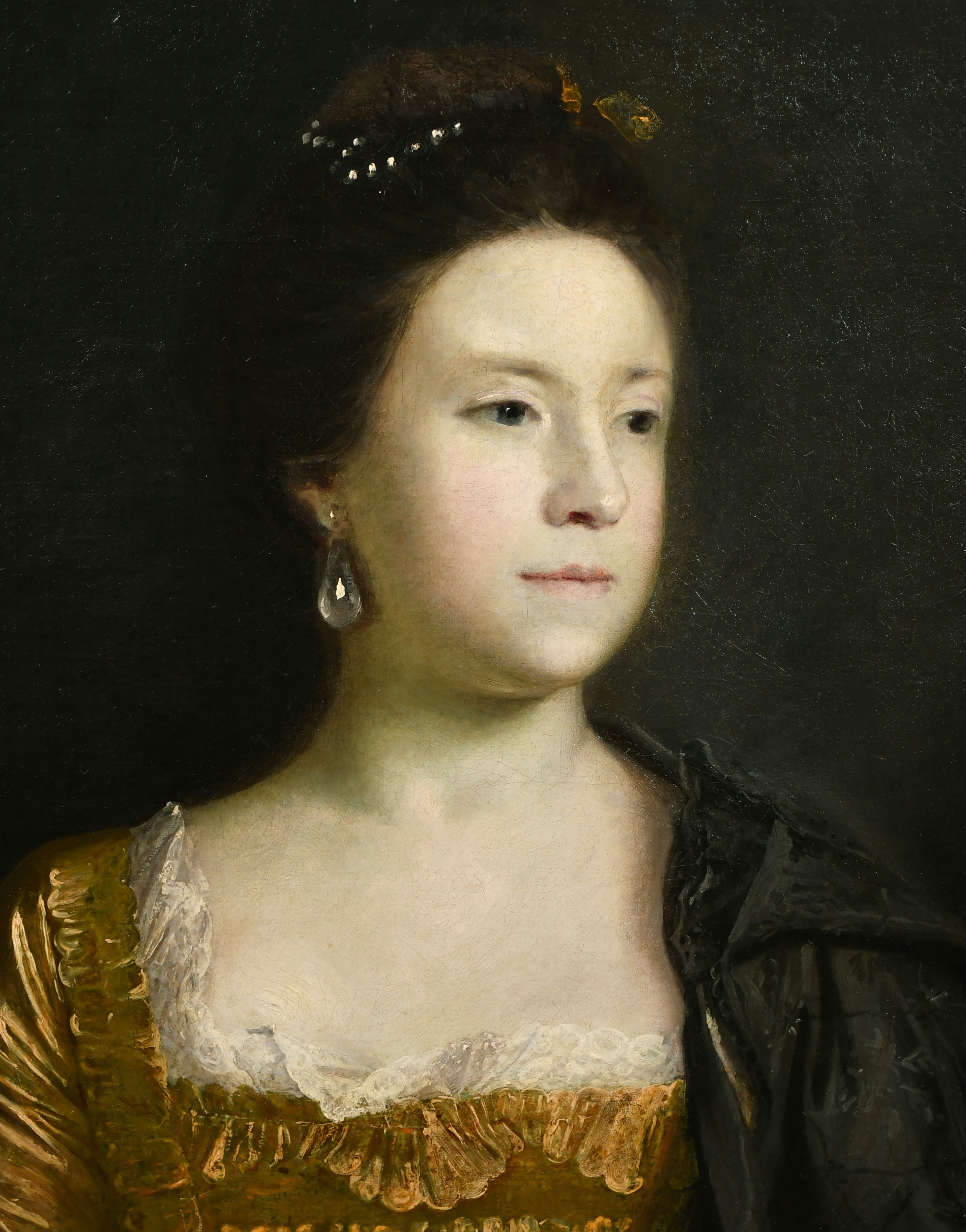 Joshua Reynolds (1723-1792) British. Portrait of Mrs Darley-Waddilove, half length wearing a gold - Image 9 of 10