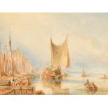 William Joseph Julius Caesar Bond (1833-1926) British. A Harbour Scene, Watercolour, Signed and