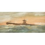 Attributed to Norman Wilkinson (1878-1971) British. 'U9, a Submarine', Watercolour, Signed with