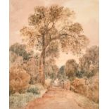 David Cox (1783-1859) British. 'Lane near Dulwich (Circa 1810)', Watercolour, Inscribed on label