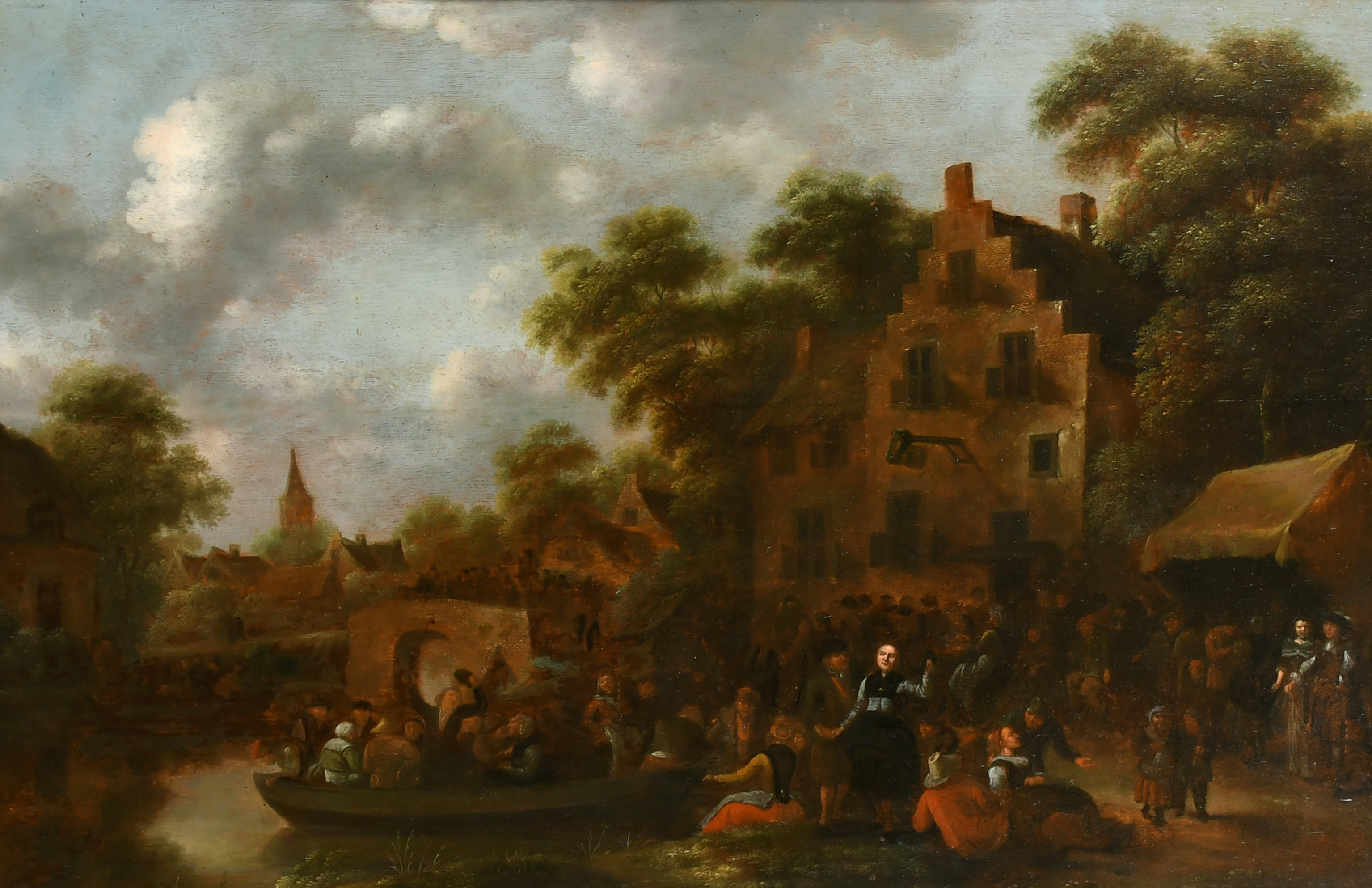 17th Century Dutch School. Figures by Ferry, Oil on panel, 23.5" x 33" (59.7 x 83.8cm).