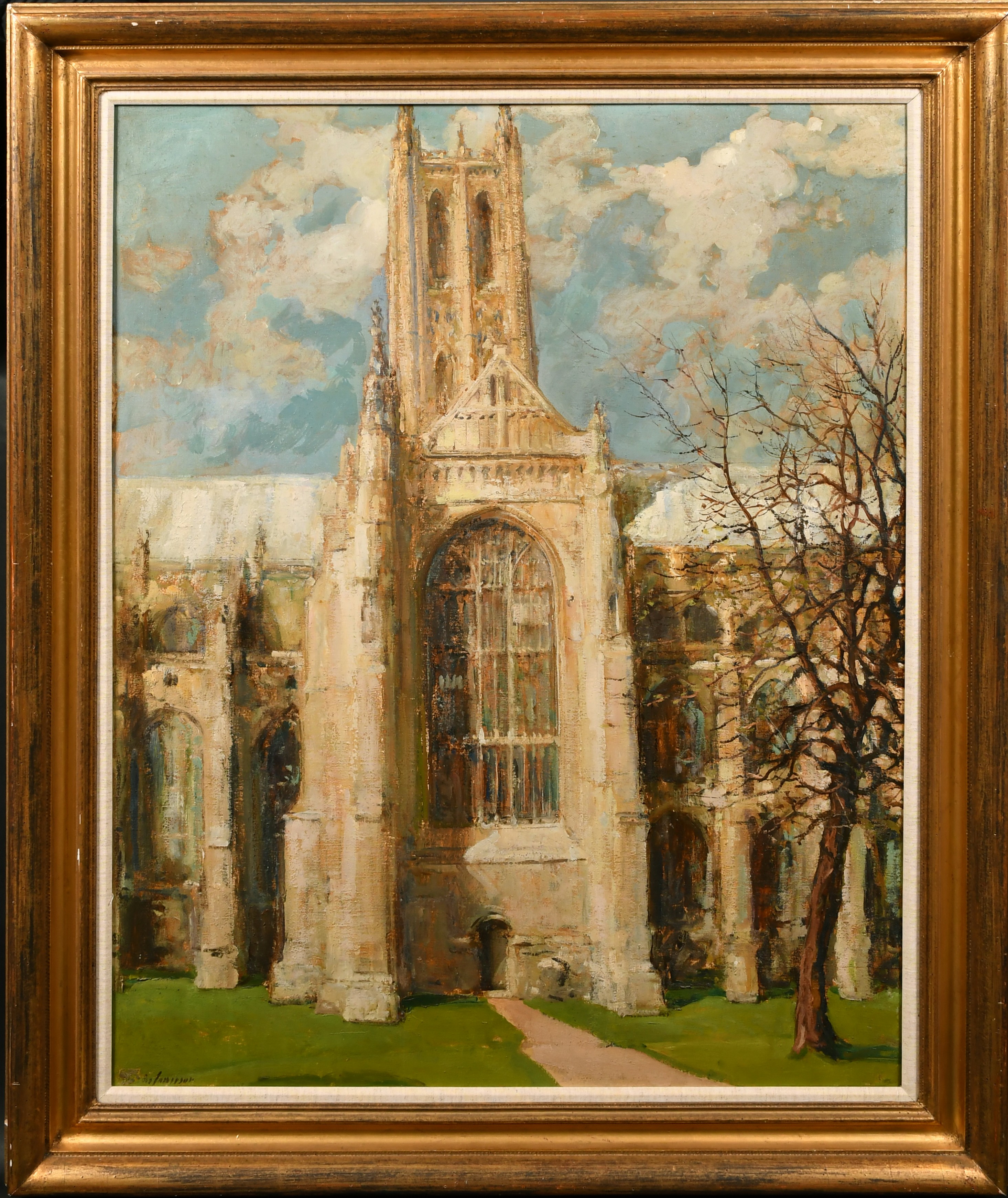 Alexander Jamieson (1873-1937) British. "Canterbury", Oil on canvas, Signed, and signed and - Image 2 of 5
