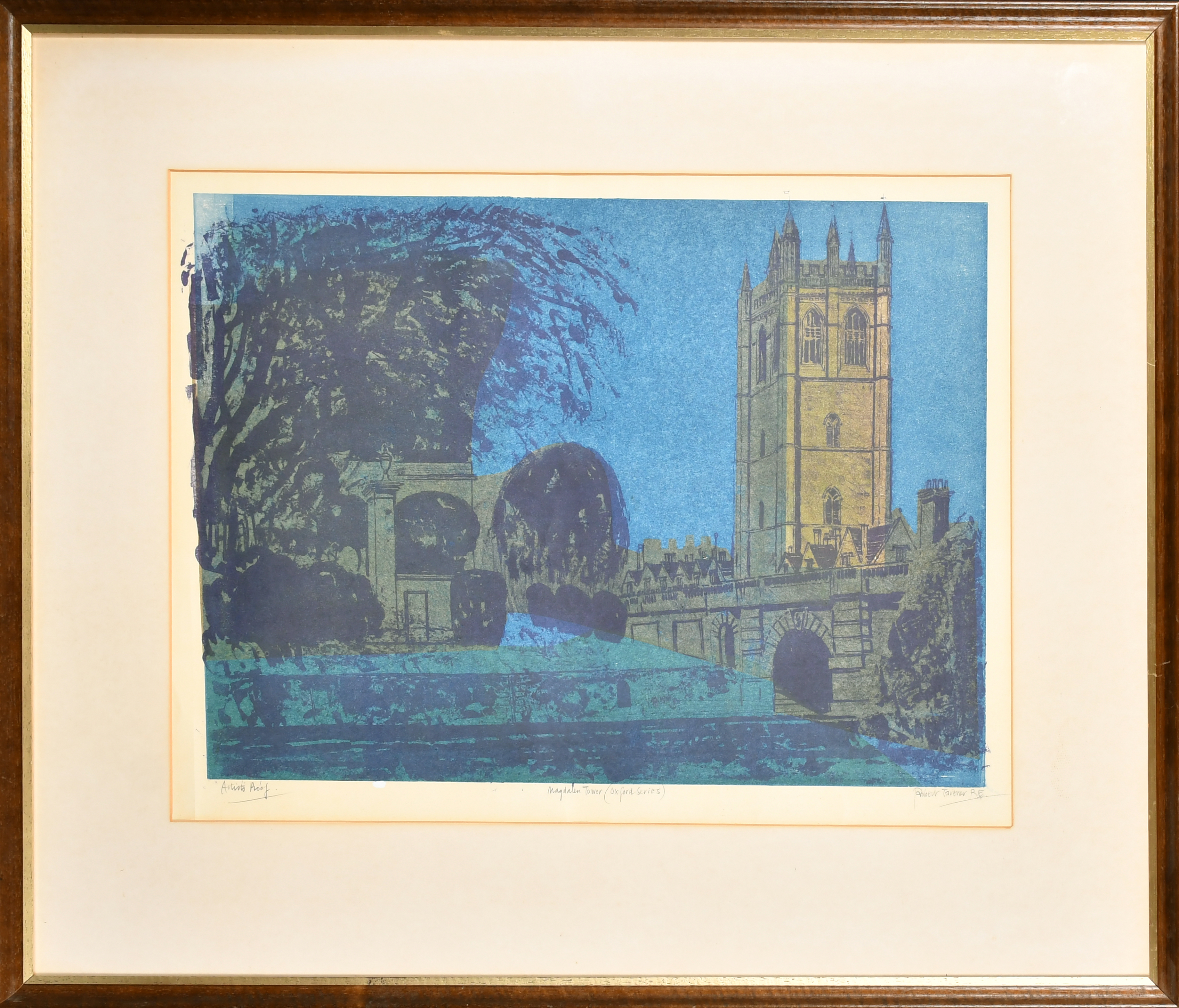 Robert Tavener (1920-2004) British. "Magdalen Tower (Oxford Series)", Lithograph, Signed, - Image 2 of 5