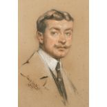 John St.Helier Lander (1869-1944) British. Sketch of a Moustached Man, Pastel, Signed and dated