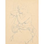 Rudolph Ihlee (1883-1968) British. A Semi Naked Lady, Coloured pencil, Mounted, unframed 10.25" x 8"