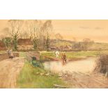Henry Charles Fox (1855-1929) British. "At Shepperton on Thames", Watercolour, Signed and dated
