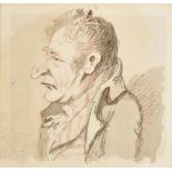 John Nixon (1755-1818) British. Bust Portrait of a Man, Ink and wash, 3.25" x 3.5" (8.3 x 8.9cm)