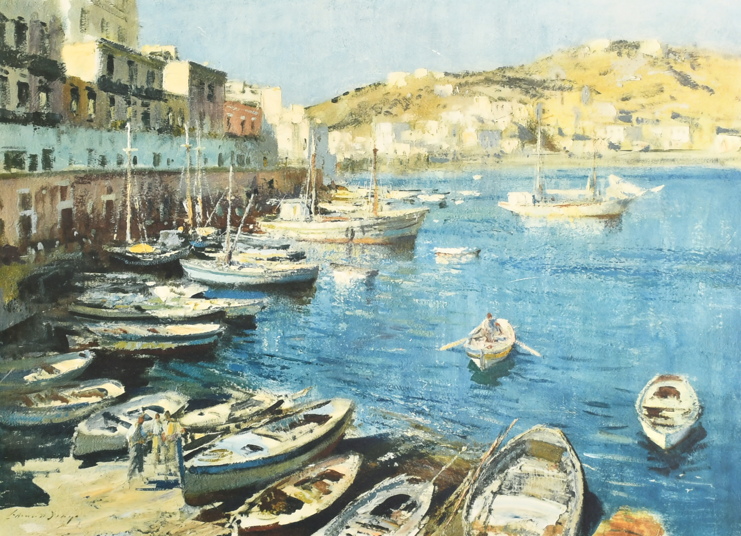 Edward Brian Seago (1910-1974) British. "The Port of Ponza", Lithograph with printer's guild