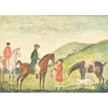 19th Century English School. A Hunting Scene, Watercolour, Mounted, unframed 7.25" x 10" (18.4 x