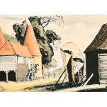 Norman R Hepple (1908-1994) British. "Oast Houses", Watercolour, Signed and dated 1935, and