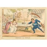 William Heath (1794-1840) British. "Pitch In The Hole", Hand coloured etching, published by Thomas