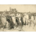 Hedley Fitton (1857-1929) British. "Pont St Etienne, Limoges (1911)", Etching, Signed and