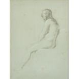 Abraham Cooper (1787-1868) British. "Becky", a seated nude, Pencil heighted with white, Inscribed