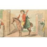 Isaac Cruickshank (1764-1811) British. "A Lesson for Princes", Hand coloured etching, 8.5" x 14" (