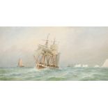 George Gregory (1849-1938) British. Shipping off The Needles, Watercolour, Signed and dated 1909,