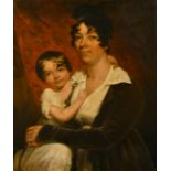 James Ramsay (1786-1854) British. A Study of a Mother and Child, Oil on canvas, Signed, inscribed