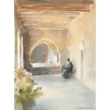 Trevor Chamberlain (1933- ) British. A Monastic Cloister, Crete, Watercolour, Signed, and