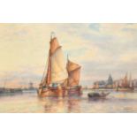 Frederick James Aldridge (1850-1933) British. "Evening at Dordrecht", Watercolour, Signed, inscribed
