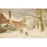 William Wells Quatremain (1857-1930) British. The Snowball Fight, Watercolour, Signed and dated