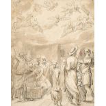 Circle of Inigo Jones (1573-1652) British. 'The Adoration of the Shepherds', Ink and wash, 8.25" x