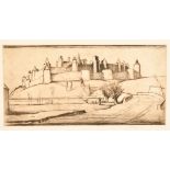 Hester Frood (1882-1971) New Zealander. "Carcassonne", Etching, Signed and inscribed in pencil,