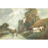 F H Tyndale (19th-20th Century) British. "A Night Scene", Watercolour, Signed, and inscribed on a