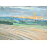 Brian Edwin Oxley (1943- ) British. "Sunset near Goudhurst", Pastel, Inscribed verso, 20" x 27.5" (