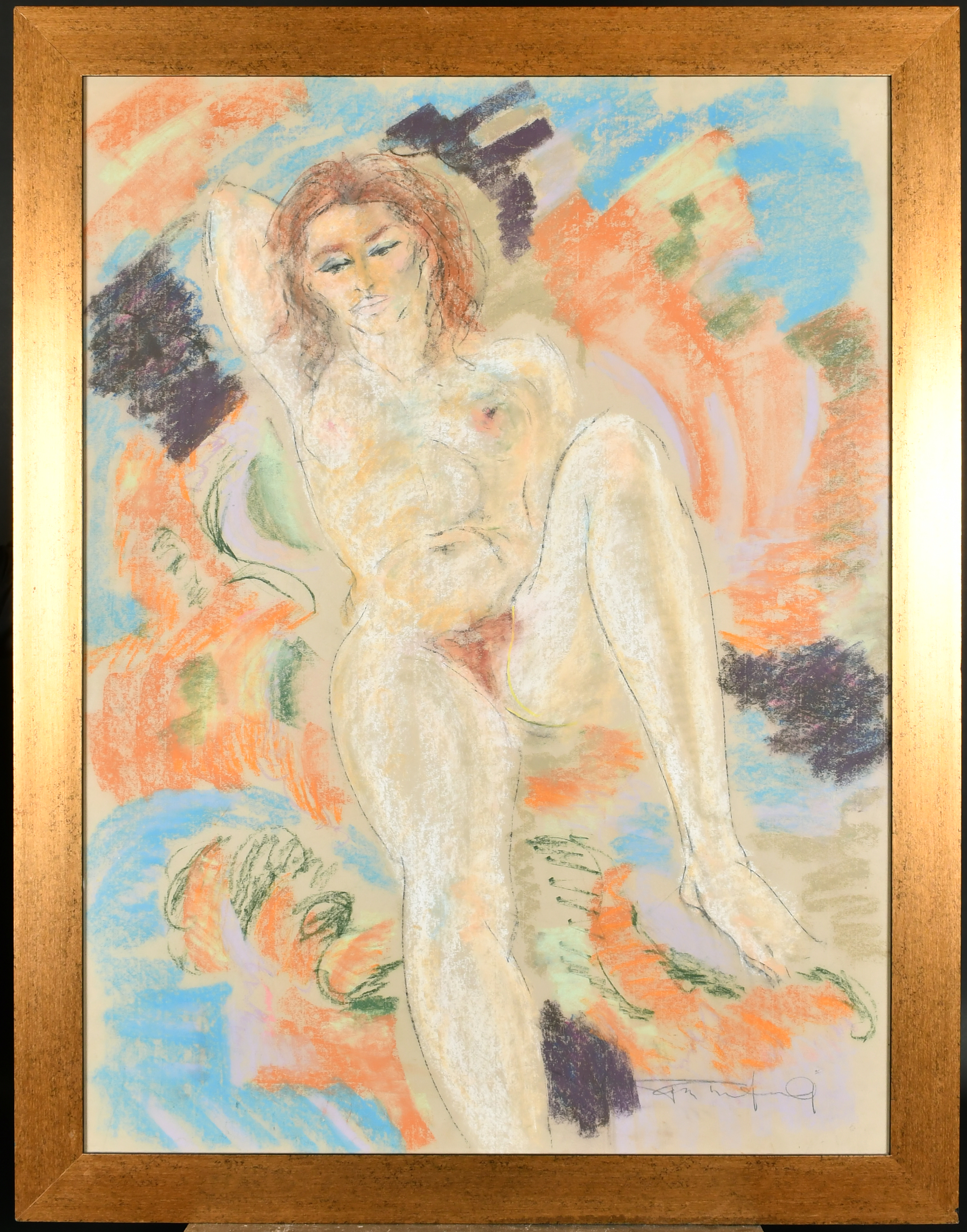 Tom Merrifield (1932-2021) British. Reclining Nude, Pastel, Signed in pencil, 41.5" x 31.25" (105. - Image 2 of 4