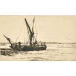 Douglas Ion Smart (1879-1970) British. An Estuary Scene, Etching, Signed in pencil, Unframed 6.75" x