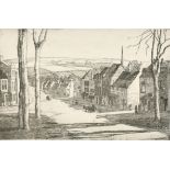 E. J. Storey (19th - 20th Century) British. "Burford High Street", Etching, Signed and inscribed