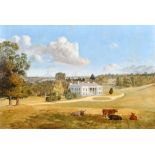 19th Century English School. A Regency House with Cattle in the foreground, Oil on board, Unframed 1