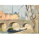 Edward Wesson (1910-1983) British. A View on The Seine, Oil on board, Signed, 8" x 10.5" (20.3 x 26.