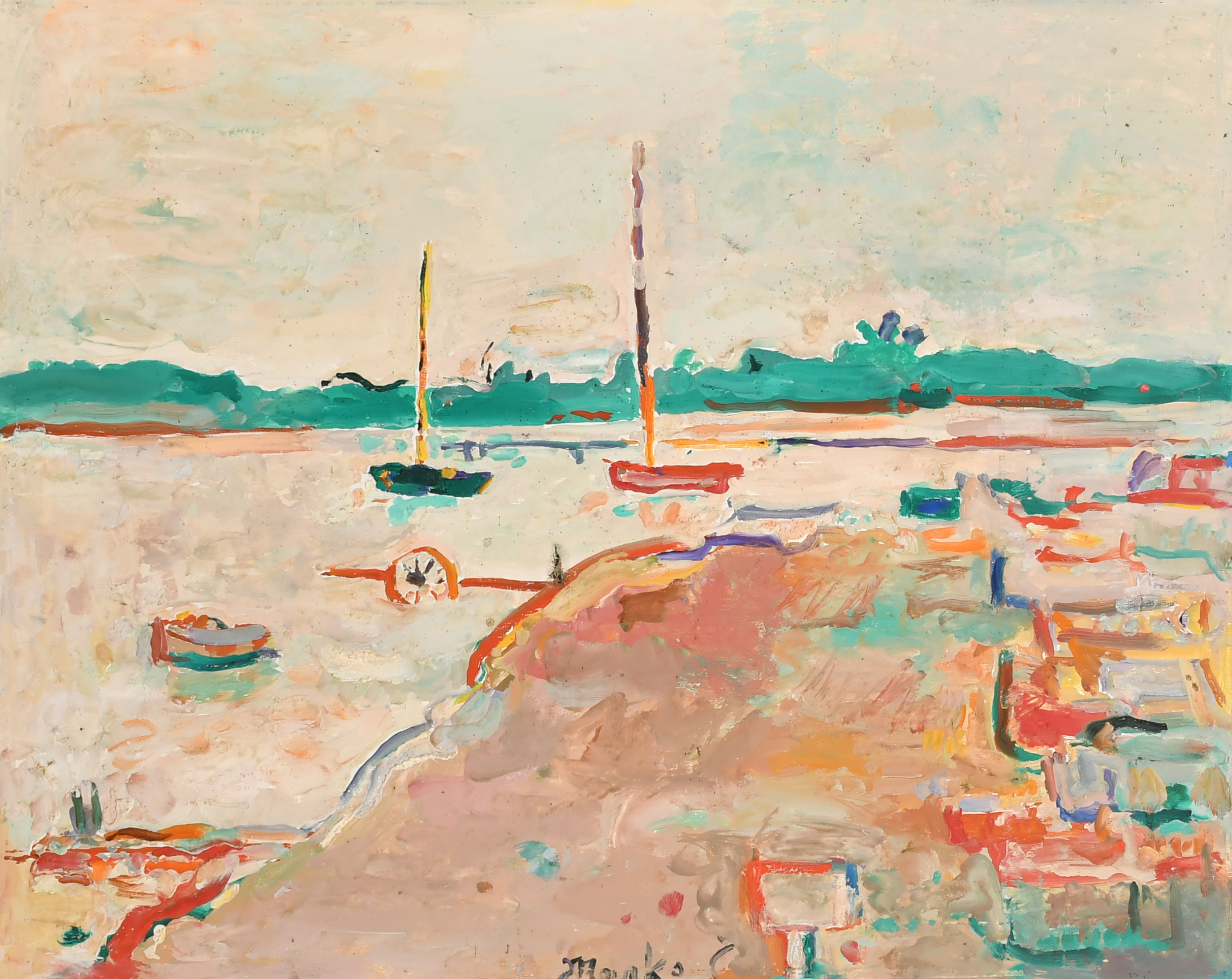 Marko Celebonovic (1902-1986) Serbian. "St Tropez, 1961", Oil on canvas, Signed, inscribed on the st