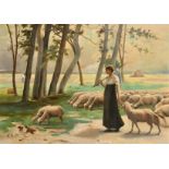 19th Century French School. A Young Shepherdess, Oil on Canvas, 23.75" x 31.75" (60.3 x 80.6cm)