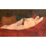 Ferenc Gaal (1891-1956) Hungarian. A Reclining Female Nude, Oil on canvas, Signed, 20" x 32" (50.8 x