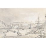 Lancelot Elford Reed of Tiverton (1793-1845) British. "Torquay From The Pier", Pencil, Signed, inscr