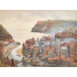Leonard Malborough Powell (1861-1939) British. "Staithes", Watercolour, Signed and dated 1885, and i