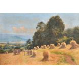 Josiah Clinton Jones (1848-1936) British. A Harvesting Scene, Oil on canvas, Signed, Unframed 20" x