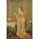 19th Century European School. An Elegant Lady in an Interior, Oil on panel, 16.5" x 11.75" (42 x 30c