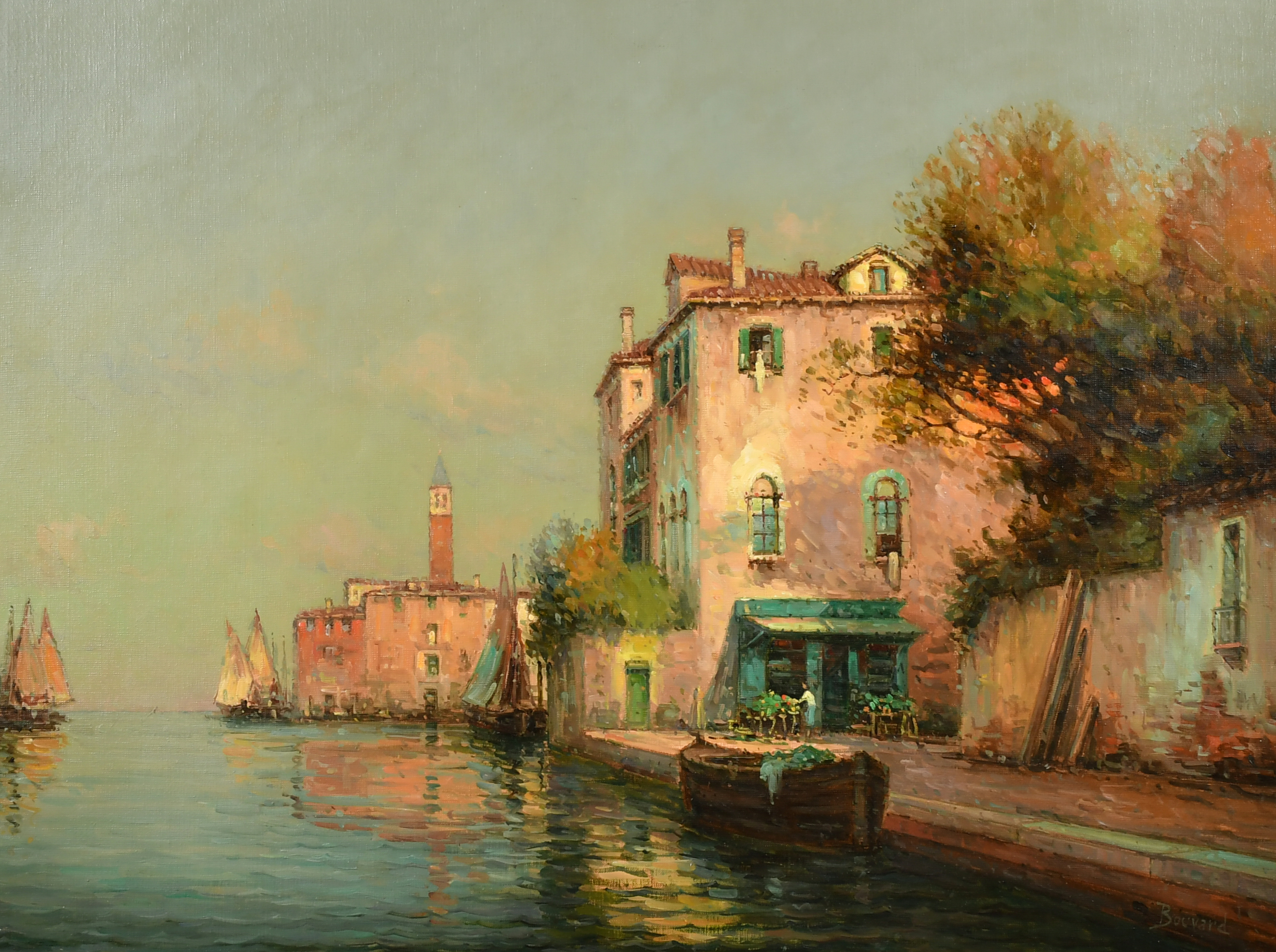 Noel Georges Bouvard (1912-1972) French. A Venetian Canal Scene, Oil on canvas, Signed, 20" x 25.5"