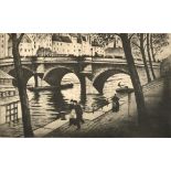 Christopher Richard Wynne Nevinson (1889-1946) British. "Le Pont Neuf", Etching, Signed in pencil, a