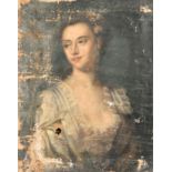 18th Century English School. Bust Portrait of a Lady, Oil on canvas, Unframed 24" x 18" (61 x 45.7cm