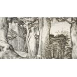 Edward Calvert (1799-1883) British. "The Lady with The Rooks", Print, Inscribed verso, 1
