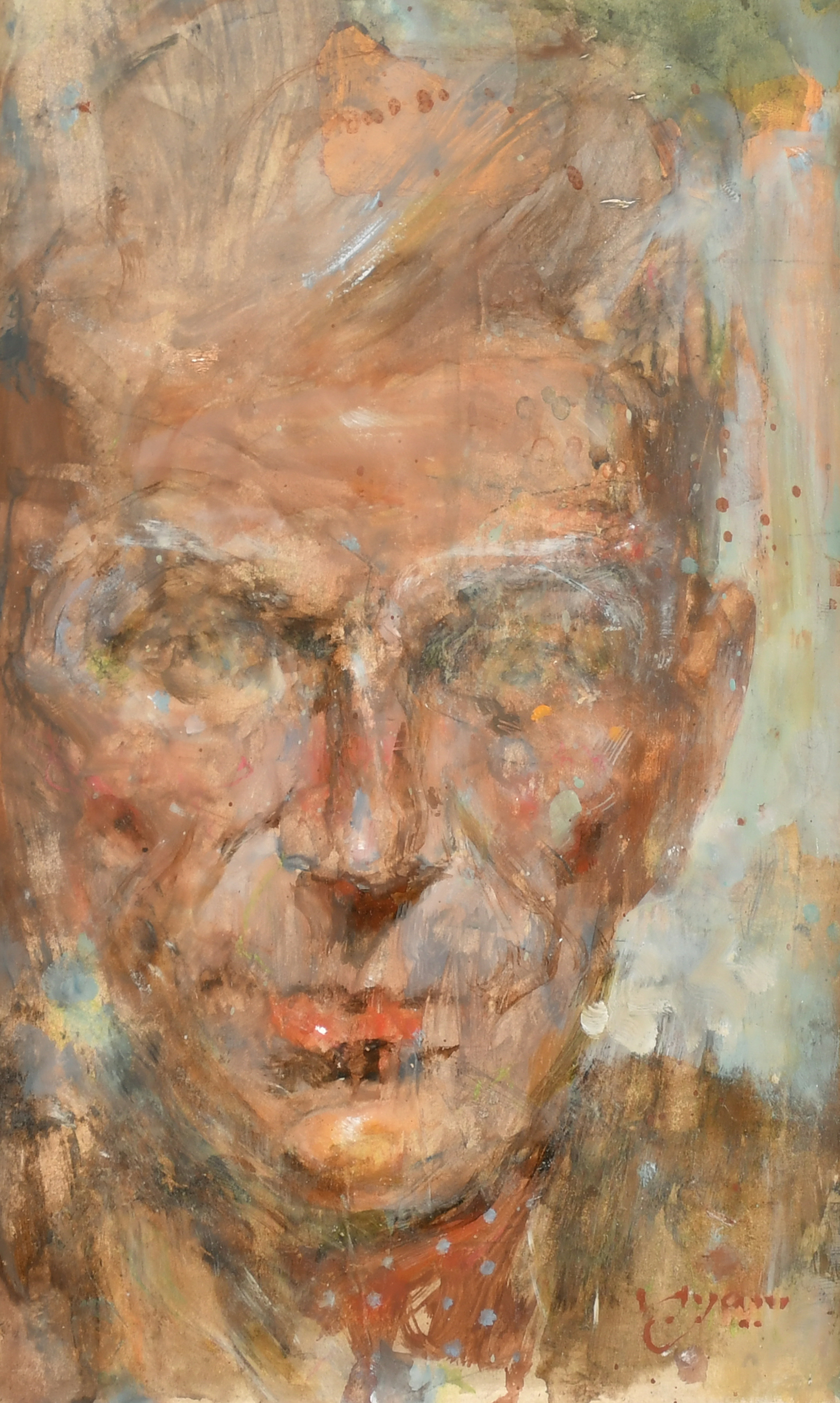 Michael Hyam (1958- ) British. Head Study of a Man, Oil on board, Signed, 10.25" x 6.25" (26 x 15