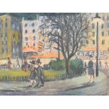 Frederick Gore (1913-2009) British. A Parisian Street Scene, with figures in the foreground, Pastel