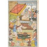 19th Century Persian School. A Feast, Watercolour, 5.5" x 3.25" (14 x 8.3cm) and a watercolour by an