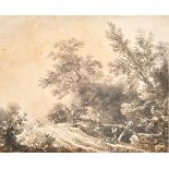 Jean-Baptiste Claude Chatelain (1710-1758/71) French. 'Travellers on a Road with Trees', Watercolour