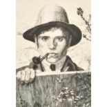 Leon Underwood (1890-1975) British. A Self Portrait, Etching, 6.75" x 4.75" (17.2 x 12.1cm)